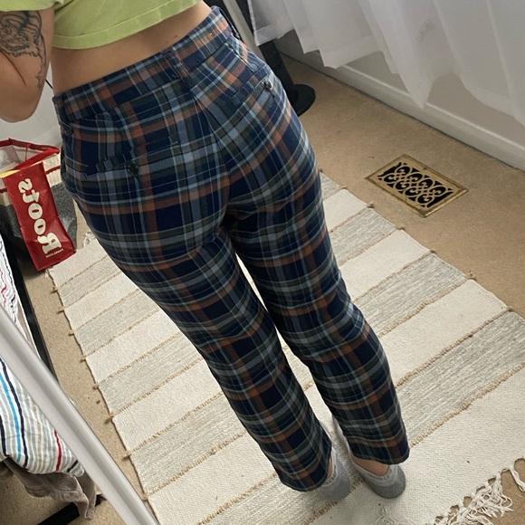 Plaid trousers. High rise - Picture 1 of 7